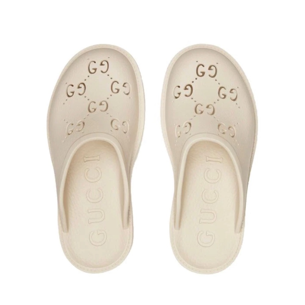 Gucci perforated GG platform mules